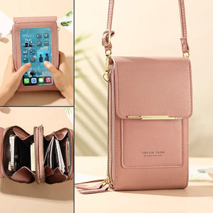 PU Leather Women Bags Wallets Touch Screen Cell Phone Purse Crossbody