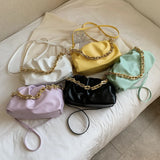 Soft Leather Women's Handbag Solid Pleated Tote Bag