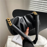 Solid Pleated Tote Bag Soft Leather Women Handbag Shoulder Armpit Bag