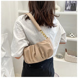 Solid Pleated Tote Bag Soft Leather Women Handbag Shoulder Armpit Bag