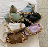 Solid Pleated Tote Bag Soft Leather Women's Handbag Armpit Bag