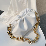 Solid Pleated Tote Bag Soft Leather Women's Handbag Armpit Bag