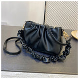 Solid Pleated Tote Bag Soft Leather Women's Handbag Travel Shoulder Armpit Bag