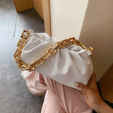 Solid Pleated Tote Bag Soft Leather Women's Handbag Armpit Bag