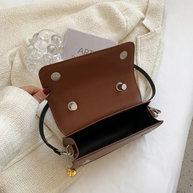 Women's PU Leather Crossbody Bag Small Flap Shoulder Handbag