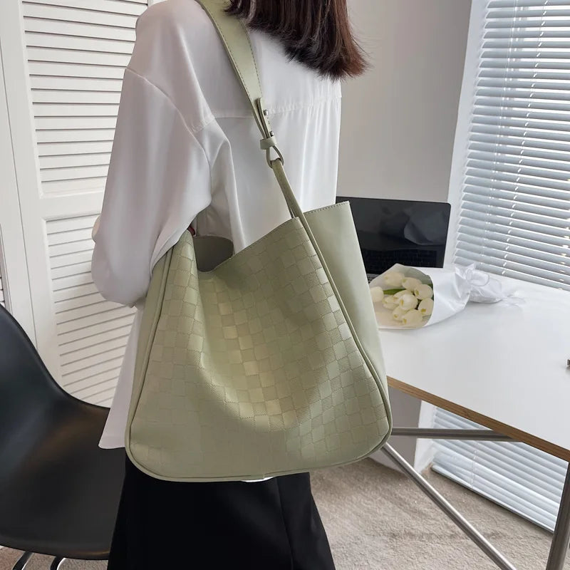 Yellow Pu Leather Shoulder Bag Waterproof Large Capacity Totes