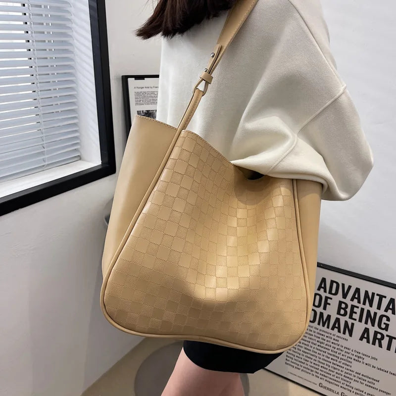 Yellow Pu Leather Shoulder Bag Waterproof Large Capacity Totes