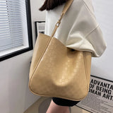 Yellow Pu Leather Shoulder Bag Waterproof Large Capacity Totes