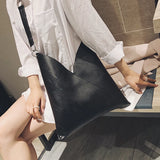 Women's Solid PU Leather Handbags Large Capacity Tote Bag