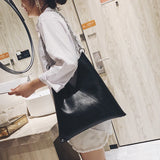 Women's Solid PU Leather Handbags Large Capacity Tote Bag
