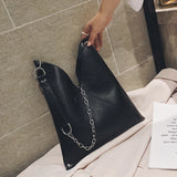 Women's Solid PU Leather Handbags Large Capacity Tote Bag