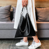Women's Solid PU Leather Handbags Large Capacity Tote Bag