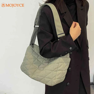 Solid Rhombus Pattern Messenger Bags Women Youth Quilted Handbag