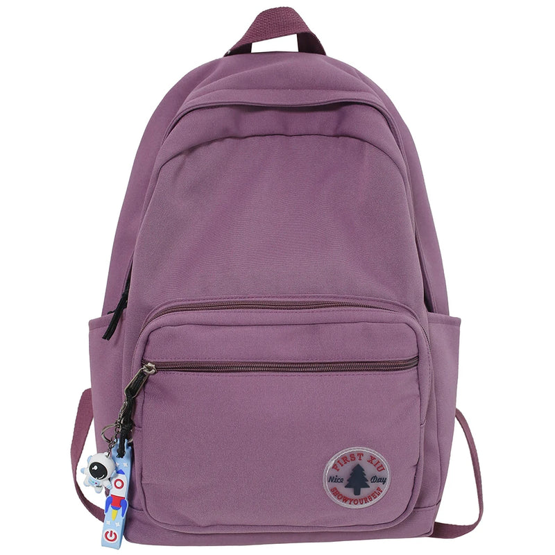 Solid School Bags College Student Women Backpacks Travel Ladies Laptop