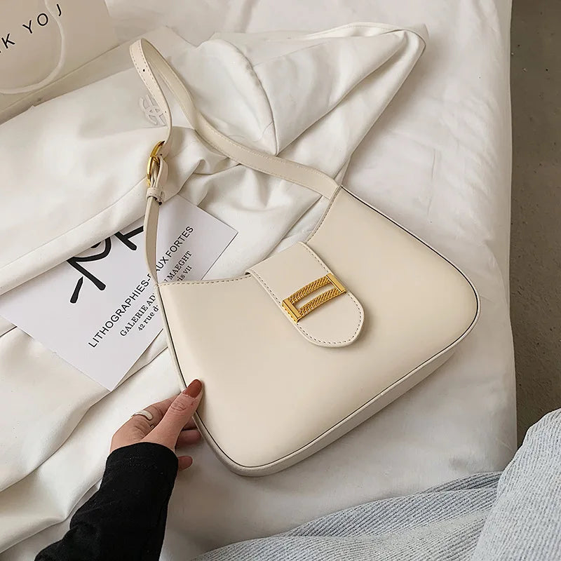 Solid Shoulder Bags for Women PU Leather Armpit Bag Underarm Bag