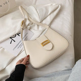 Solid Shoulder Bags for Women PU Leather Armpit Bag Underarm Bag