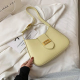 Solid Shoulder Bags for Women PU Leather Armpit Bag Underarm Bag