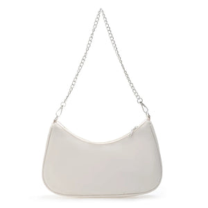 Solid Shoulder Purse Women Underarm Bag Ladies Top-handle Clutches Beige Pink