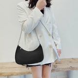 Solid Shoulder Purse Women Underarm Bag Ladies Top-handle Clutches Beige Pink