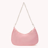 Solid Shoulder Purse Women Underarm Bag Ladies Top-handle Clutches Beige Pink