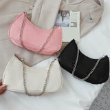 Solid Shoulder Purse Women Underarm Bag Ladies Top-handle Clutches Beige Pink