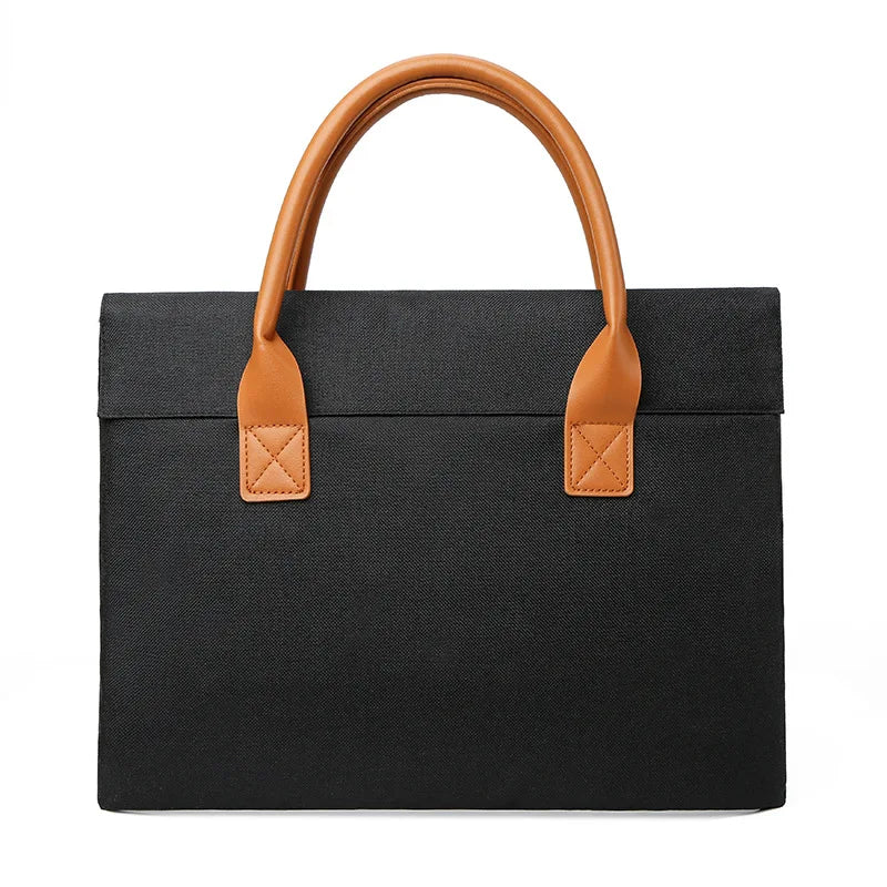 Men's Business Briefcase Soft Handle Magnetic Buckle Laptop Handbag