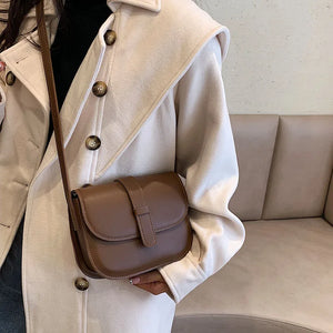 Fashion Ladies Saddle Bag Crossbody Shoulder Bag PU Leather Handbag 