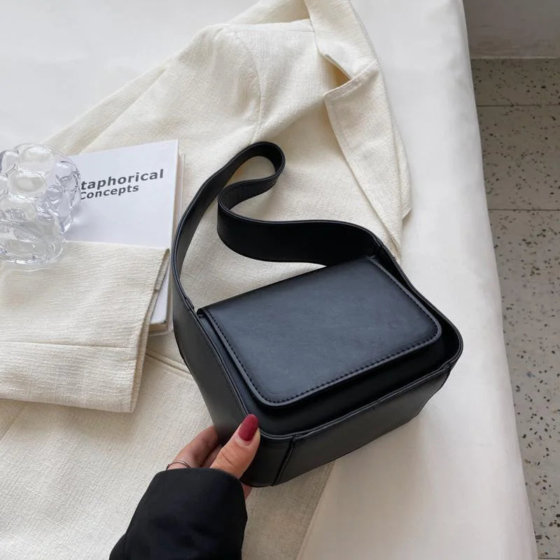 Solid Women Flap Underarm Bag PU Leather Crossbody Shoulder Bags