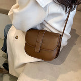 Green PU Leather Saddle Bag Crossbody Shoulder Winter Handbag