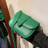 Green PU Leather Saddle Bag Crossbody Shoulder Winter Handbag