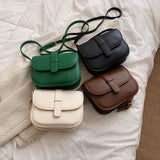 Green PU Leather Saddle Bag Crossbody Shoulder Winter Handbag