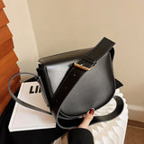 High Leather Saddle Bag Women Crossbody Shoulder Bags
