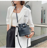 Small Bucket Bag PU Leather Women's Handbag Shoulder Messenger Bag