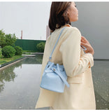 Small Bucket Bag PU Leather Women's Handbag Shoulder Messenger Bag