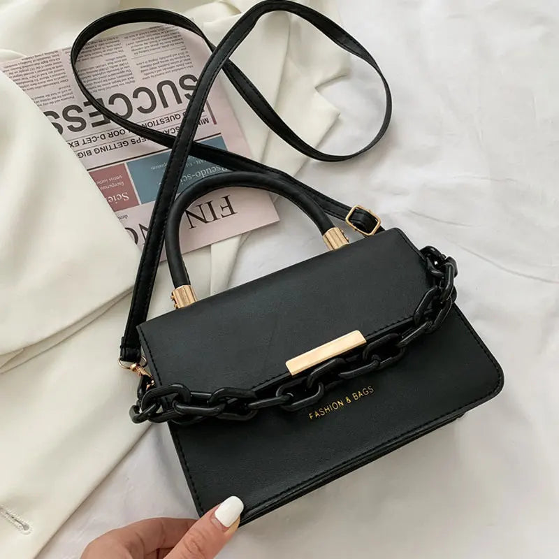 Soft Leather Small Square Bag Chain Handbags For Women