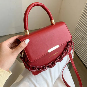 Soft Leather Small Square Bag Chain Handbags For Women