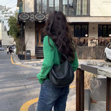 Soft Leather Shoulder Bags Wide Strap Messenger Hobos Bag Lady Large Handbags