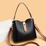 Women's Soft Leather Shoulder Crossbody Bag Small Bucket Handbag