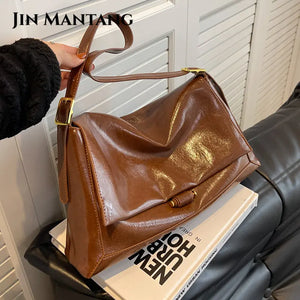 Vintage PU Leather Shoulder Bag for Women Large Tote Handbag Bolsos Sac