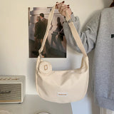 Solid Nylon Shoulder Bags for Girls Female Hobos Messenger Bags with Purse