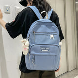 Solid Teenage Girl Schoolbag Multiple Pockets Women Loptop Backpack Large Capaci