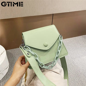 Thick Chain Small PU Leather Crossbody Bags For Women Shoulder Cross Body