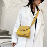 Thick Chain Small PU Leather Crossbody Bags For Women Shoulder Cross Body