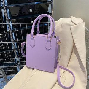 Women's Solid Top-handle Crossbody Bag Pu Leather Large Purse Shoulder Bag