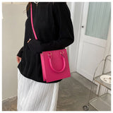 Women's Solid Top-handle Crossbody Bag Pu Leather Large Purse Shoulder Bag