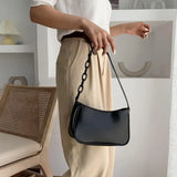 Retro Casual Chain Bag Faux Leather Handbag for Women