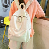 Solid Travel Backpack for Teenage Girls Nylon Shoulder Bags