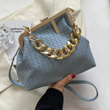 Solid Weaving Crossbody Bags For Women Small Clutch Female Party Handbags