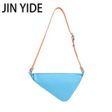 Solid Triangle PU Leather Shoulder Bag for Women