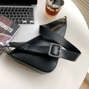 Solid Triangle PU Leather Shoulder Bag for Women